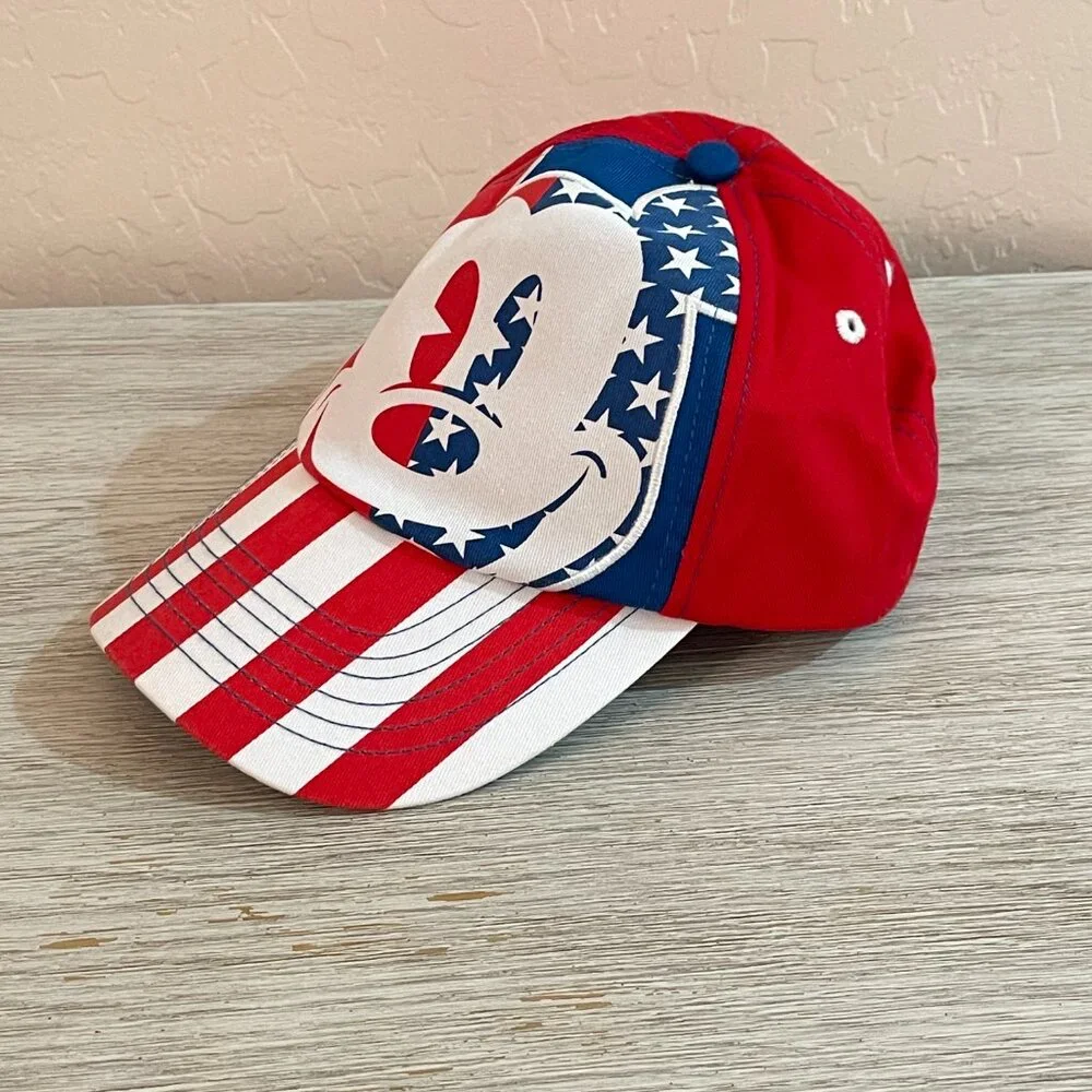 New Disney Parks Hat Cap Youth All American Mickey Mouse Red White Blue Unisex